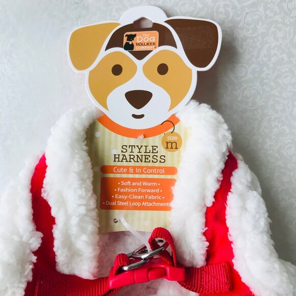 The Dog Walker Company Red/ White Fleece Lined Puppy/Dog Harness Size : M - Picture 2 of 4